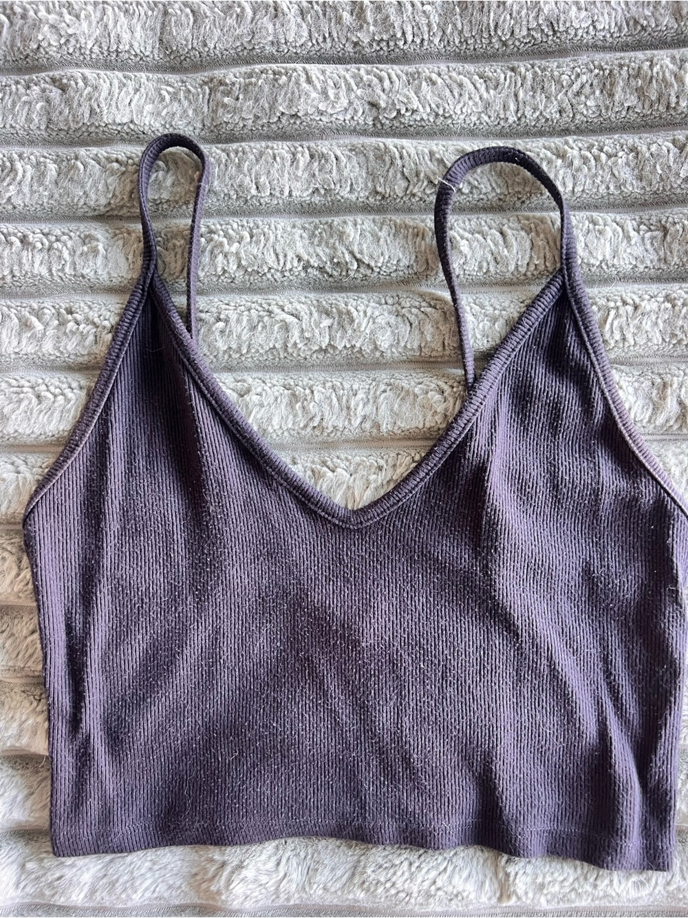 Joah Brown Cropped Ribbed Tank Top Black Size S/M